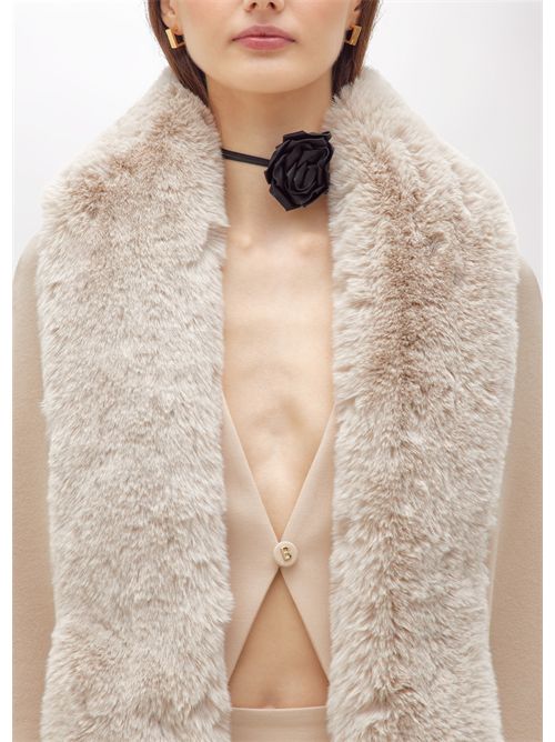 Stola in maglia con collo faux fur BLUGIRL BLUMARINE | PF5016T0300/14300